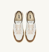 AUTRY MEDALIST LOW IN PELLE BIANCA E SUEDE TABACCO
