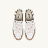 AUTRY MEDALIST LOW IN PELLE BIANCA E SUEDE TOBACCO
