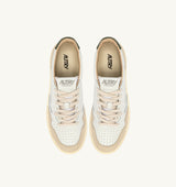 AUTRY MEDALIST LOW IN SUEDE E PELLE BIANCA E BRONZE GREEN