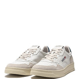 AUTRY MEDALIST LOW IN PELLE BIANCA E BLU E SUEDE BEIGE