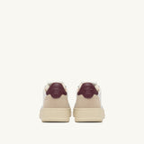 AUTRY MEDALIST LOW IN SUEDE E PELLE BIANCA E BURGUNDY