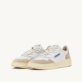 AUTRY MEDALIST LOW IN PELLE E SUEDE BIANCA E ARGENTO