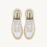 AUTRY MEDALIST LOW IN PELLE E SUEDE BIANCA E ARGENTO