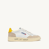 AUTRY MEDALIST LOW IN SUEDE E PELLE BIANCA E GIALLO