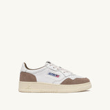 AUTRY MEDALIST LOW IN PELLE BIANCA E SUEDE TOBACCO