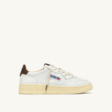 AUTRY MEDALIST LOW IN PELLE BIANCA E SUEDE CHOCOLATE CHIP
