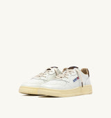 AUTRY MEDALIST LOW IN PELLE BIANCA E SUEDE CHOCOLATE CHIP