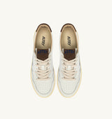 AUTRY MEDALIST LOW IN PELLE BIANCA E SUEDE CHOCOLATE CHIP