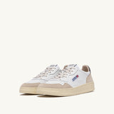 AUTRY MEDALIST LOW IN SUEDE E PELLE BIANCA E MOREL