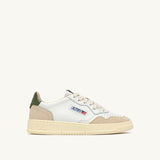 AUTRY MEDALIST LOW IN SUEDE E PELLE BIANCA E BRONZE GREEN