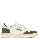 AUTRY MEDALIST LOW IN PELLE SCAMOSCIATA COLORE BIANCO E MILITARY