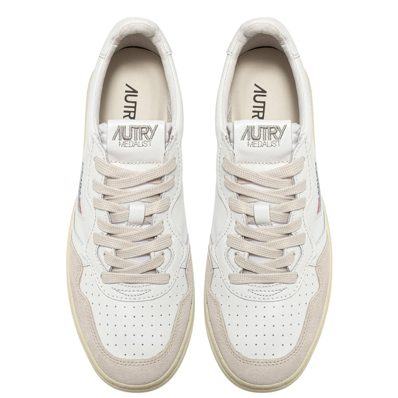 AUTRY MEDALIST LOW IN PELLE BIANCA E SUEDE BEIGE