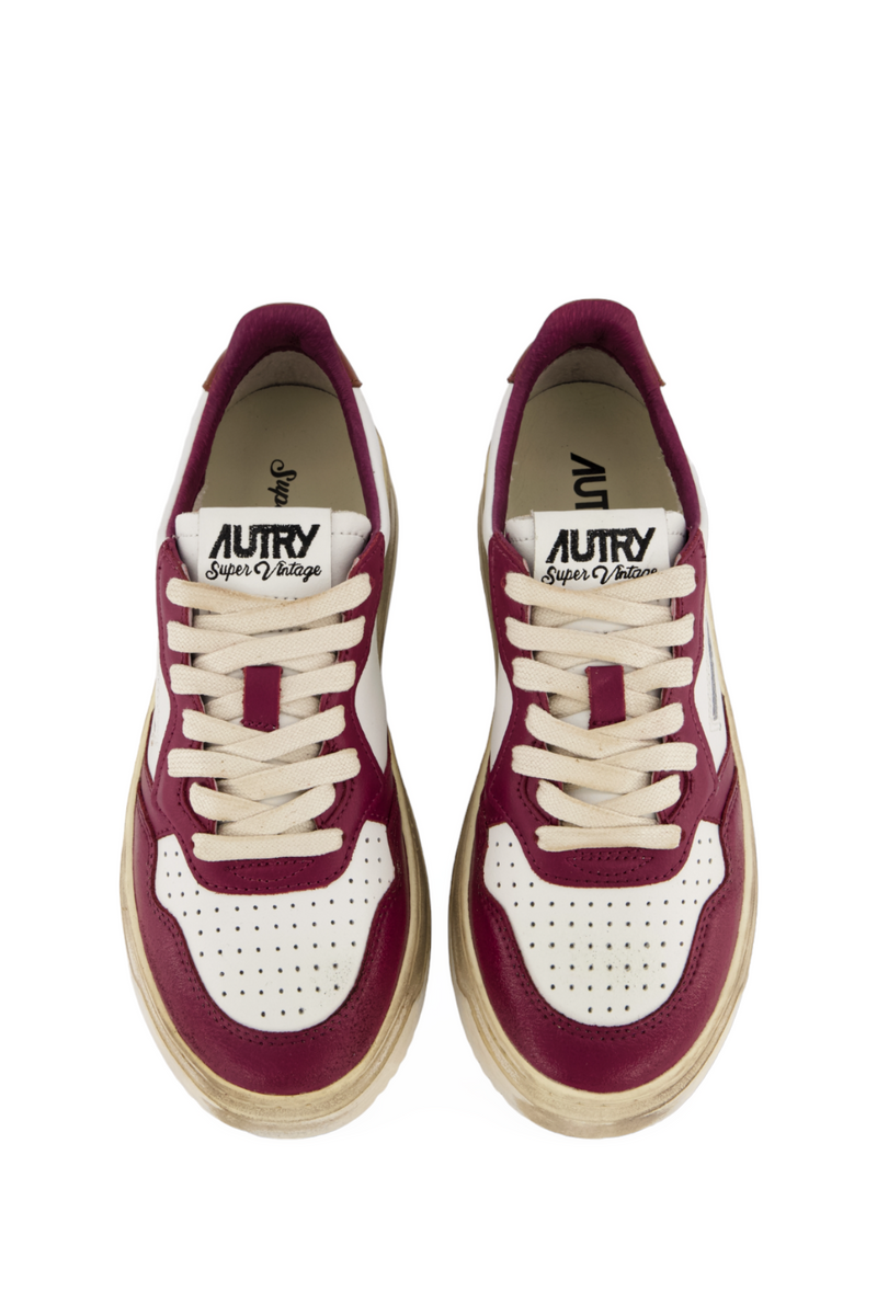 AUTRY MEDALIST LOW SUPER VINTAGE IN PELLE BIANCA, VIOLA E MARRONE