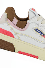 AUTRY  CLC LOW IN PELLE BIANCA, MARRONE E ROSA