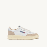 AUTRY MEDALIST LOW IN PELLE E SUEDE BIANCA E ARGENTO