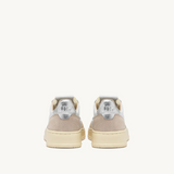 AUTRY MEDALIST LOW IN PELLE E SUEDE BIANCA E ARGENTO