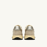 AUTRY  REELWIND LOW IN NYLON SUEDE E PELLE ECRU' E PLATINO