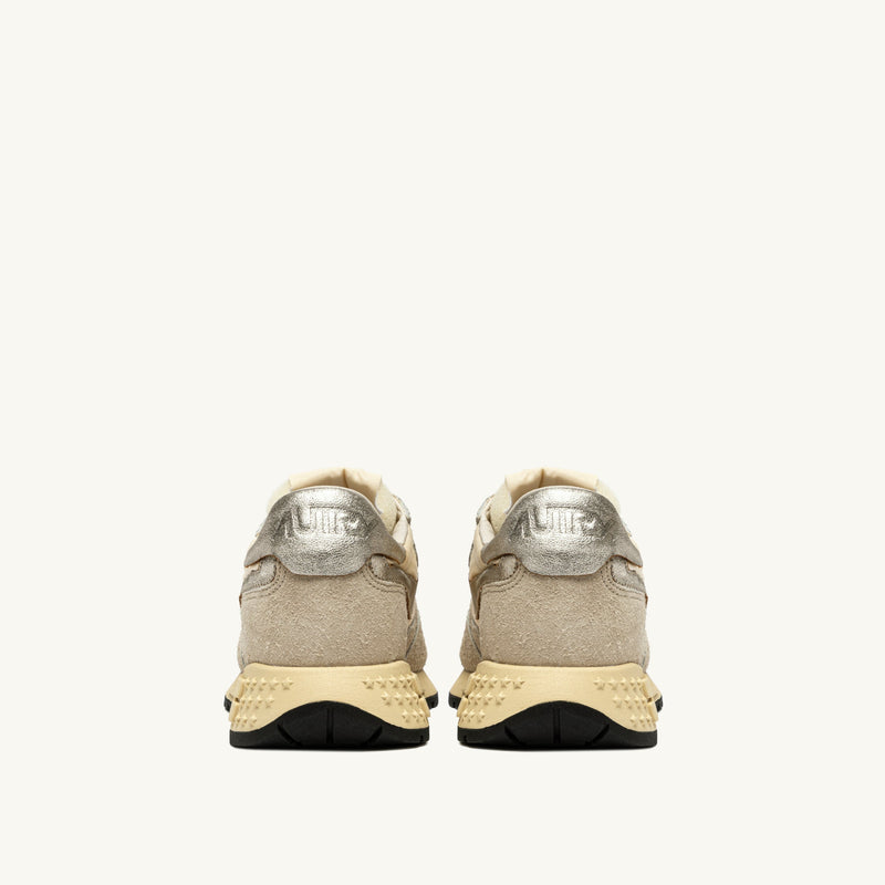 AUTRY  REELWIND LOW IN NYLON SUEDE E PELLE ECRU' E PLATINO