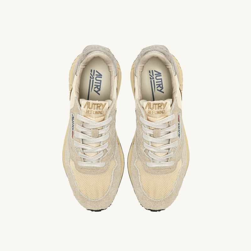 AUTRY  REELWIND LOW IN NYLON SUEDE E PELLE ECRU' E PLATINO