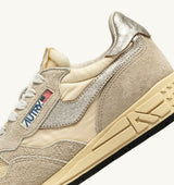 AUTRY  REELWIND LOW IN NYLON SUEDE E PELLE ECRU' E PLATINO